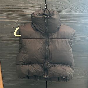 Cropped Black Puffer Vest